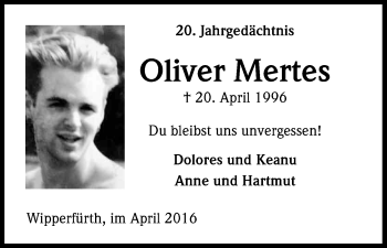 Anzeige von Oliver Mertes von Kölner Stadt-Anzeiger / Kölnische Rundschau / Express