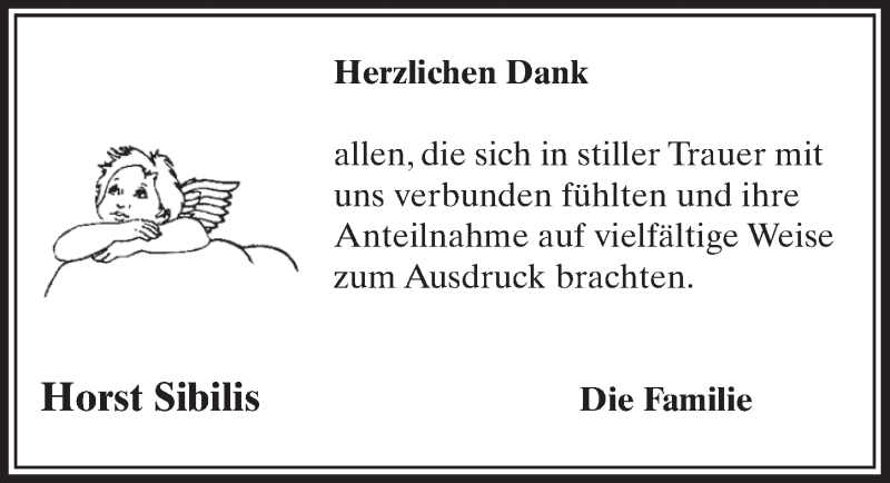  Traueranzeige für Horst Sibilis vom 02.04.2016 aus  Sonntags-Post 