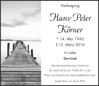 Anzeige von Hans-Peter Körner von  Blickpunkt Euskirchen 