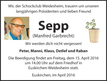 Anzeige von Manfred Garbrecht von  Blickpunkt Euskirchen 
