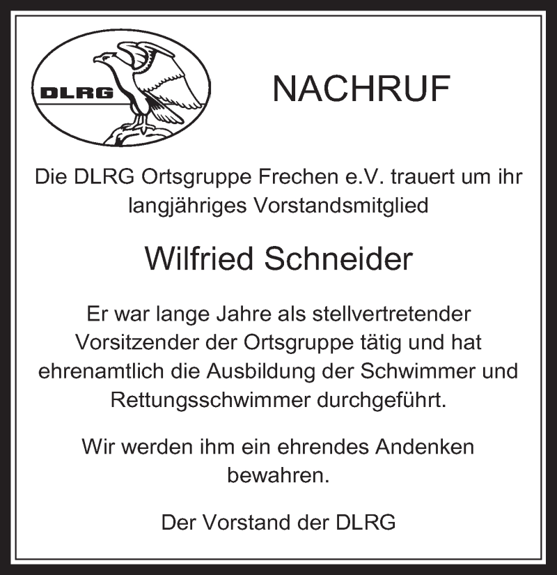  Traueranzeige für Wilfried Schneider vom 13.04.2016 aus  Wochenende 