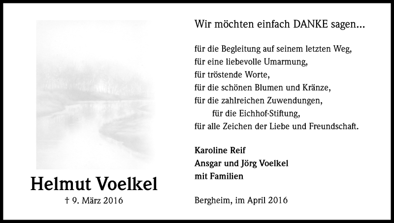  Traueranzeige für Helmut Voelkel vom 23.04.2016 aus Kölner Stadt-Anzeiger / Kölnische Rundschau / Express
