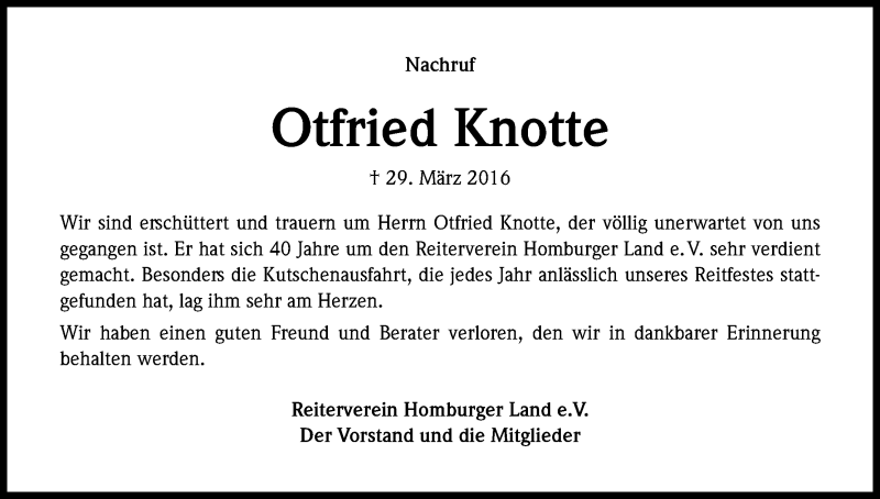  Traueranzeige für Otfried Knotte vom 08.04.2016 aus Kölner Stadt-Anzeiger / Kölnische Rundschau / Express