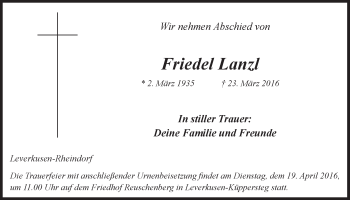 Anzeige von Friedel Lanzl von  Lokale Informationen 