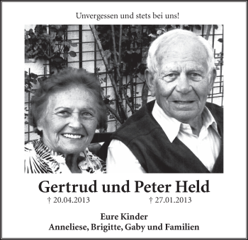 Anzeige von Gertrud Held von  Schlossbote/Werbekurier 