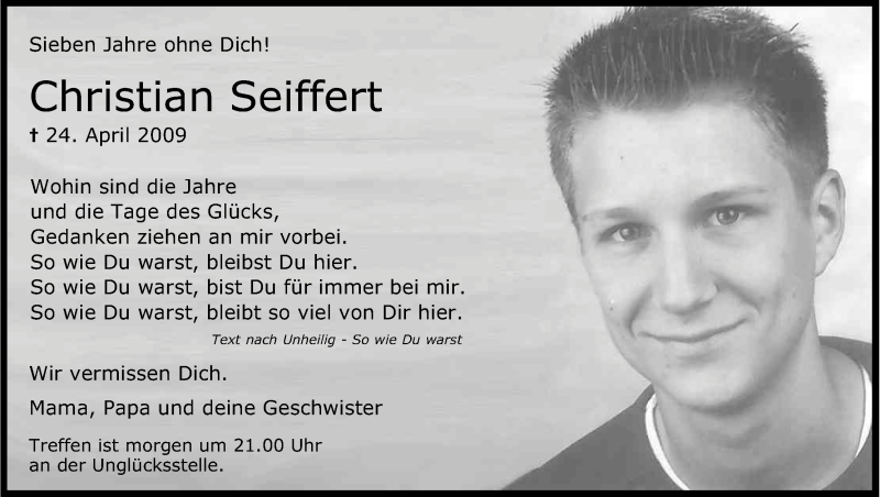  Traueranzeige für Christian Seiffert vom 23.04.2016 aus Kölner Stadt-Anzeiger / Kölnische Rundschau / Express