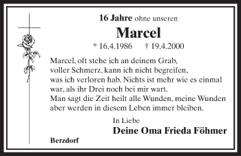 Anzeige von Marcel Föhmer von  Schlossbote/Werbekurier 