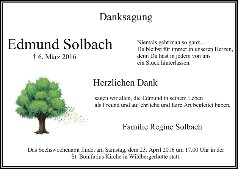  Traueranzeige für Edmund Solbach vom 16.04.2016 aus Kölner Stadt-Anzeiger / Kölnische Rundschau / Express