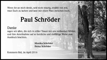 Anzeige von Paul Schröder von Kölner Stadt-Anzeiger / Kölnische Rundschau / Express