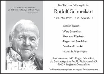 Anzeige von Rudolf Schneikart von  Werbepost 