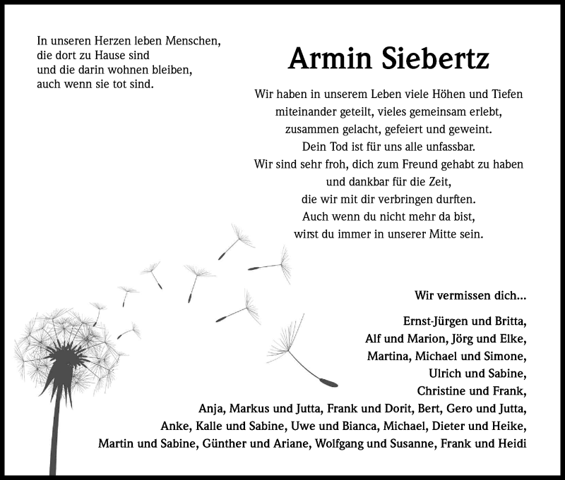 Traueranzeige für Armin Siebertz vom 02.04.2016 aus Kölner Stadt-Anzeiger / Kölnische Rundschau / Express