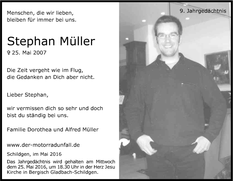  Traueranzeige für Stephan Müller vom 21.05.2016 aus Kölner Stadt-Anzeiger / Kölnische Rundschau / Express