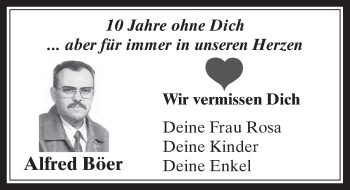 Anzeige von Alfred Böer von  Sonntags-Post 