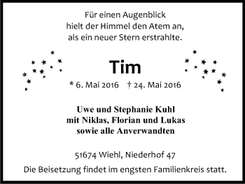 Anzeige von Tim  von Kölner Stadt-Anzeiger / Kölnische Rundschau / Express