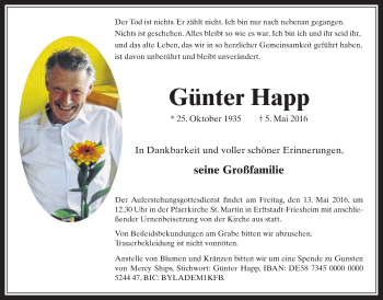 Anzeige von Günter Happ von  Werbepost 