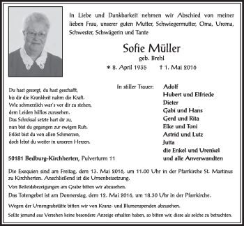 Anzeige von Sofie Müller von  Sonntags-Post 