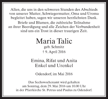 Anzeige von Maria Talic von  Schaufenster/Blickpunkt 