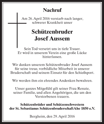 Anzeige von Josef Aussem von  Werbepost 