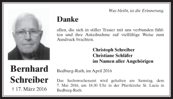 Anzeige von Bernmhard Schreiber von  Werbepost 