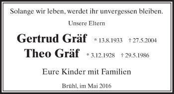 Anzeige von Theo Gräf von  Schlossbote/Werbekurier 