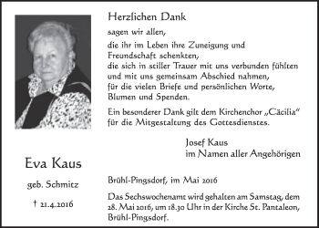 Anzeige von Eva Kaus von  Schlossbote/Werbekurier 