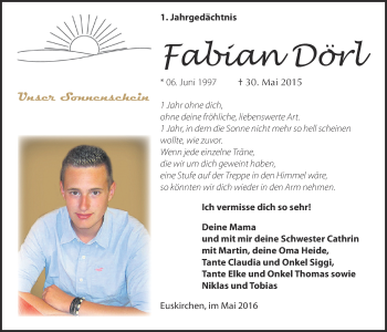 Anzeige von Fabian Dörl von  Blickpunkt Euskirchen 