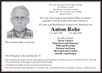 Anzeige von Anton Rohe von  Werbepost 