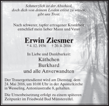 Anzeige von Erwin Ziesmer von  Schlossbote/Werbekurier 