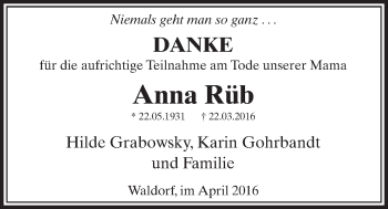 Anzeige von Anna Rüb von  Schaufenster/Blickpunkt 