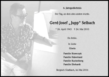 Anzeige von Gerd-Josef Selbach von Kölner Stadt-Anzeiger / Kölnische Rundschau / Express