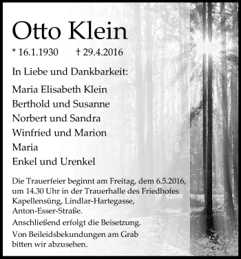 Anzeige von Otto Klein von Kölner Stadt-Anzeiger / Kölnische Rundschau / Express