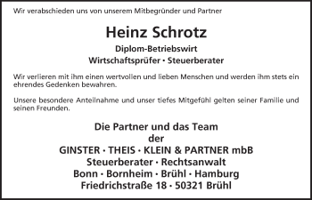 Anzeige von Heinz Schrotz von  Schlossbote/Werbekurier 