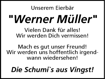 Anzeige von Werner Müller von Kölner Stadt-Anzeiger / Kölnische Rundschau / Express