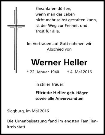 Anzeige von Werner Heller von Kölner Stadt-Anzeiger / Kölnische Rundschau / Express