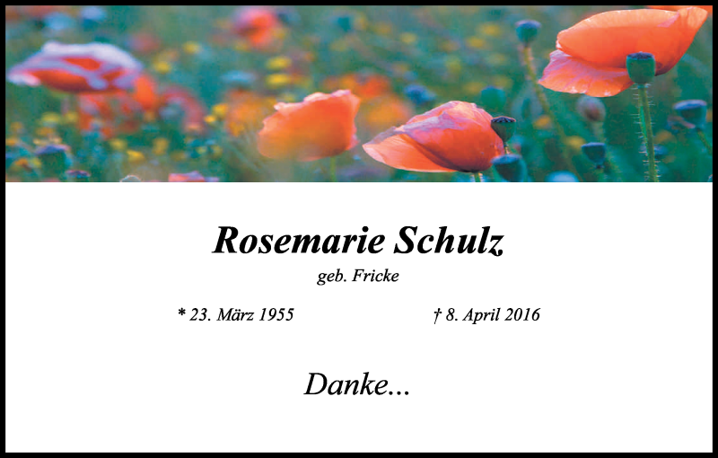  Traueranzeige für Rosemarie Schulz vom 28.05.2016 aus Kölner Stadt-Anzeiger / Kölnische Rundschau / Express