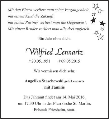 Anzeige von Wilfried Lannartz von  Blickpunkt Euskirchen 