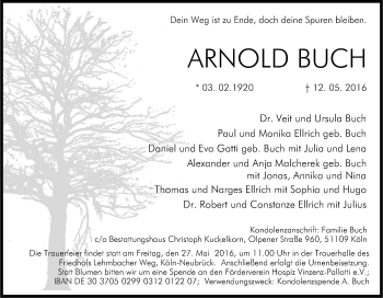 Anzeige von Arnold Buch von Kölner Stadt-Anzeiger / Kölnische Rundschau / Express