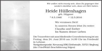Anzeige von Heide Hüllenhagen von  Extra Blatt 