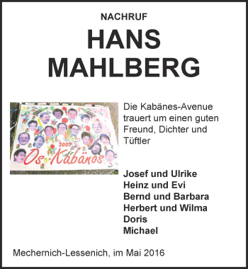 Anzeige von Hans Mahlberg von  Blickpunkt Euskirchen 