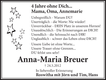 Anzeige von Anna-Maria Breuer von  Schlossbote/Werbekurier 