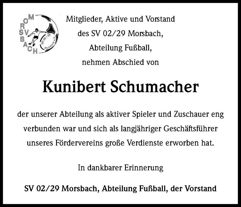  Traueranzeige für Kunibert Schumacher vom 11.05.2016 aus Kölner Stadt-Anzeiger / Kölnische Rundschau / Express