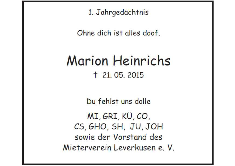  Traueranzeige für Maria Schmitz vom 23.03.2016 aus 