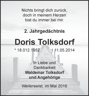 Anzeige von Doris Tolksdorf von  Blickpunkt Euskirchen 