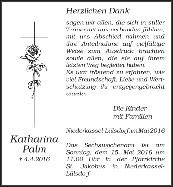 Anzeige von Katharina Palm von  Extra Blatt 
