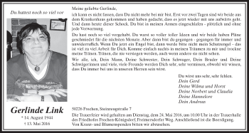 Anzeige von Gerlinde Link von  Sonntags-Post 