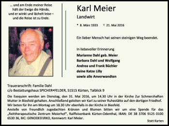 Anzeige von Karl Meier von Kölner Stadt-Anzeiger / Kölnische Rundschau / Express