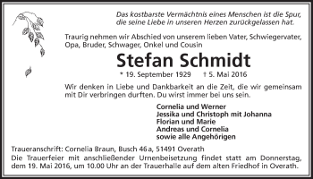 Anzeige von Stefan Schmidt von  Bergisches Handelsblatt 