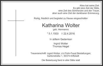 Anzeige von Katharina Wolter von  Werbepost 