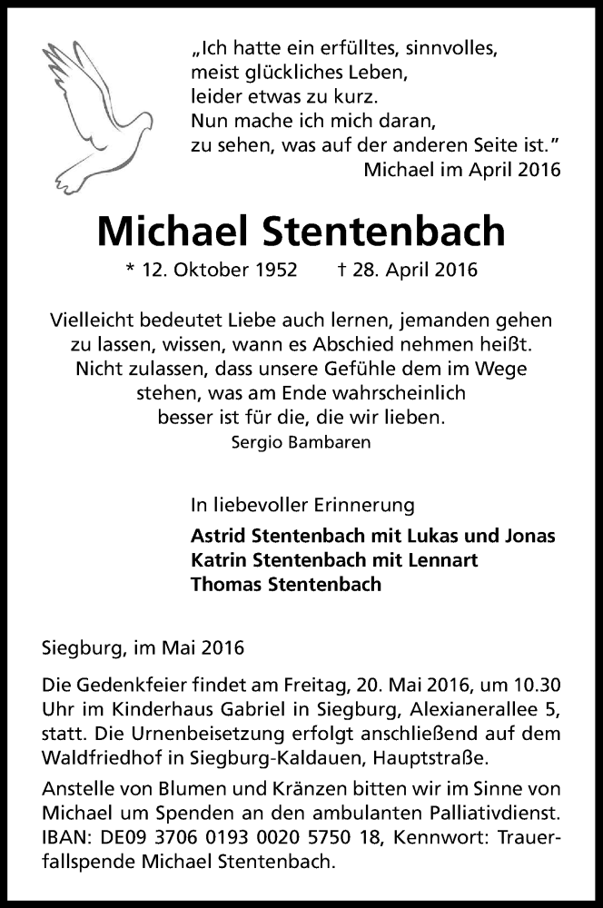 Traueranzeigen von Michael Stentenbach WirTrauern