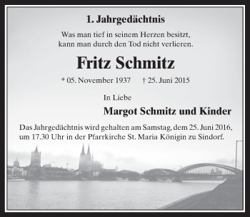 Anzeige von Fritz Schmitz von  Werbepost 